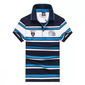 shark hommes t-shirt polo shirt summer lapel stripe blue